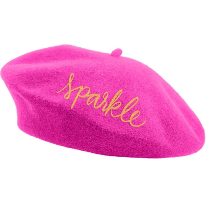 Sparkle Embroidered Beret in Pink 2