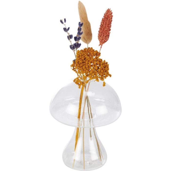 Standing Mushroom Mini Vase In Clear Transparent Glass 4 25 Tall