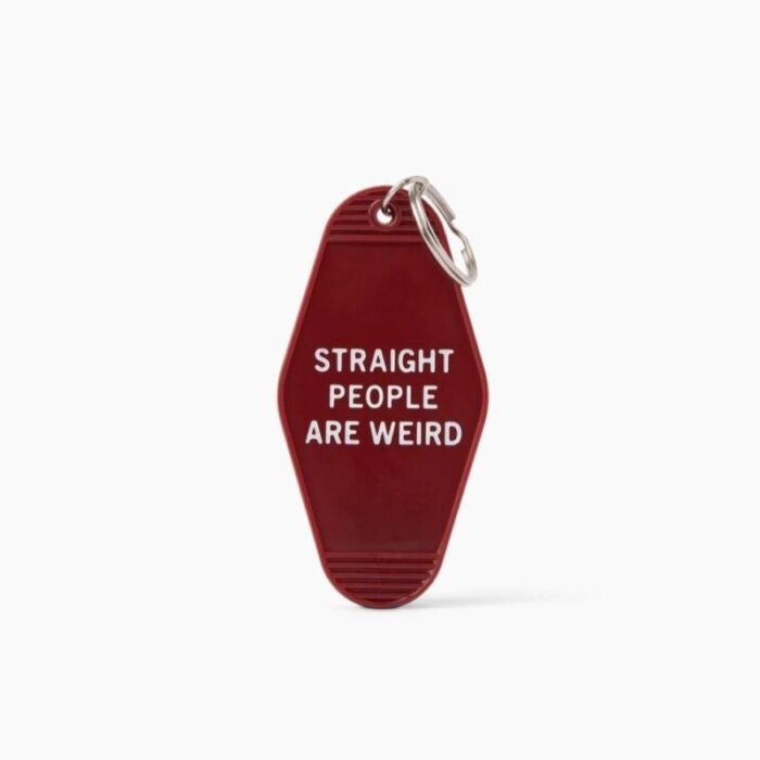 Straight People Are Weird Motel Style Keychain in Dark Red LGBTQIA Pride Item 2 2ab99152 ef28 44dd 8c6a a8bdd1edc21f