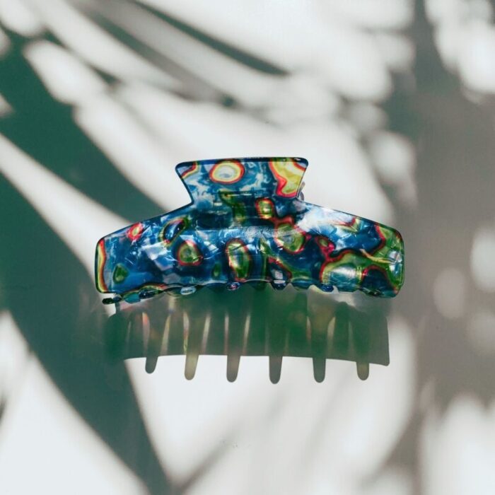 Velvet Claws Hair Clip The Psychedelic in Blue Acid Trip Claw Clip in Velvet Travel Bag 6