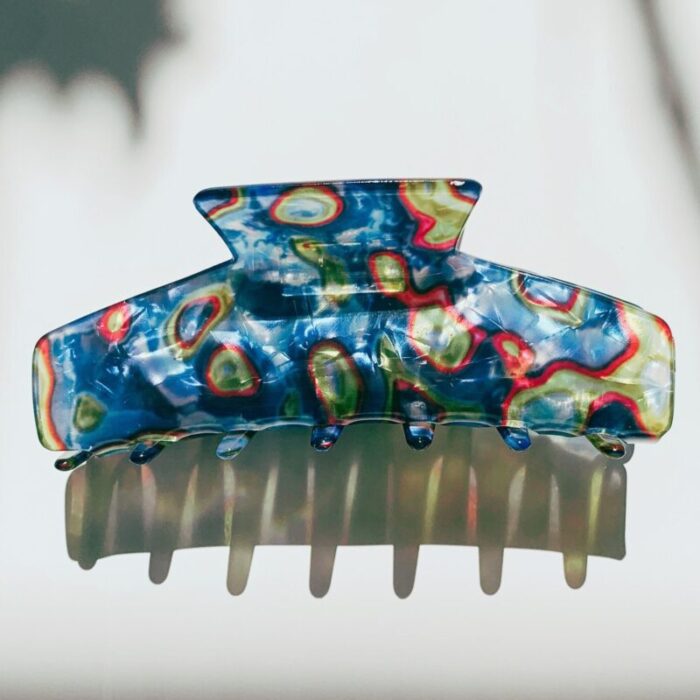 Velvet Claws Hair Clip The Psychedelic in Blue Acid Trip Claw Clip in Velvet Travel Bag 8