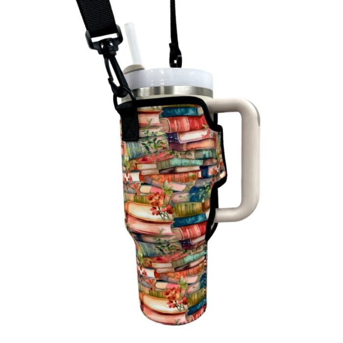 books 40oz tumbler with handle sleevedrink handlers 704547