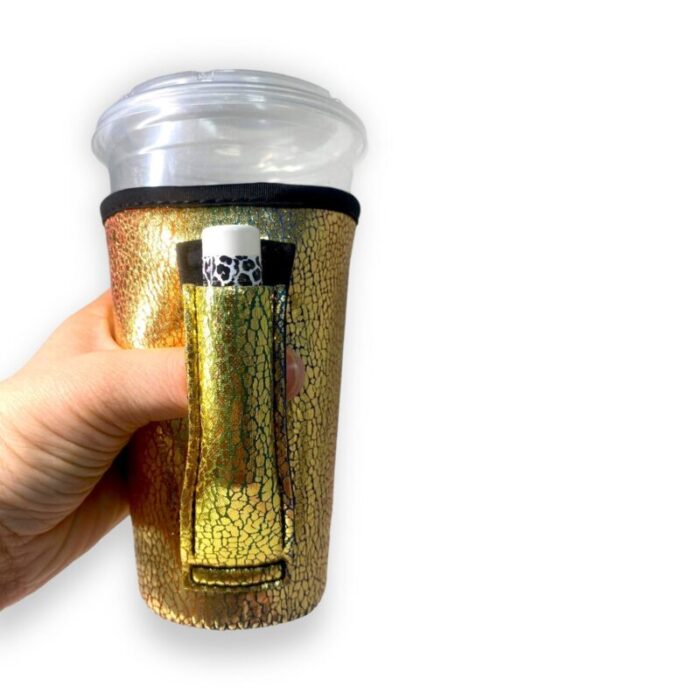 glimmering gold 16oz pint glass medium fountain drinks and hot coffee handlersdrink handlers 200756