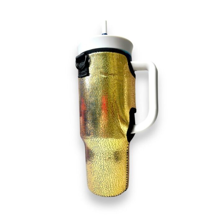 glimmering gold 40oz tumbler with handle sleevedrink handlers 238468