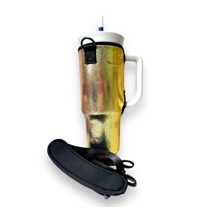 glimmering gold 40oz tumbler with handle sleevedrink handlers 435253