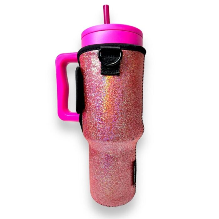 pink party 40oz tumbler with handle sleevedrink handlers 659690